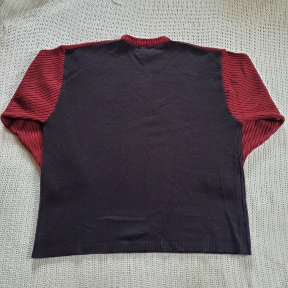 VTG 90's Y2K EIGHT Sweater Men's XXL Maroon Black Long Sleeve Ribbed Knit - Picture 2 of 7